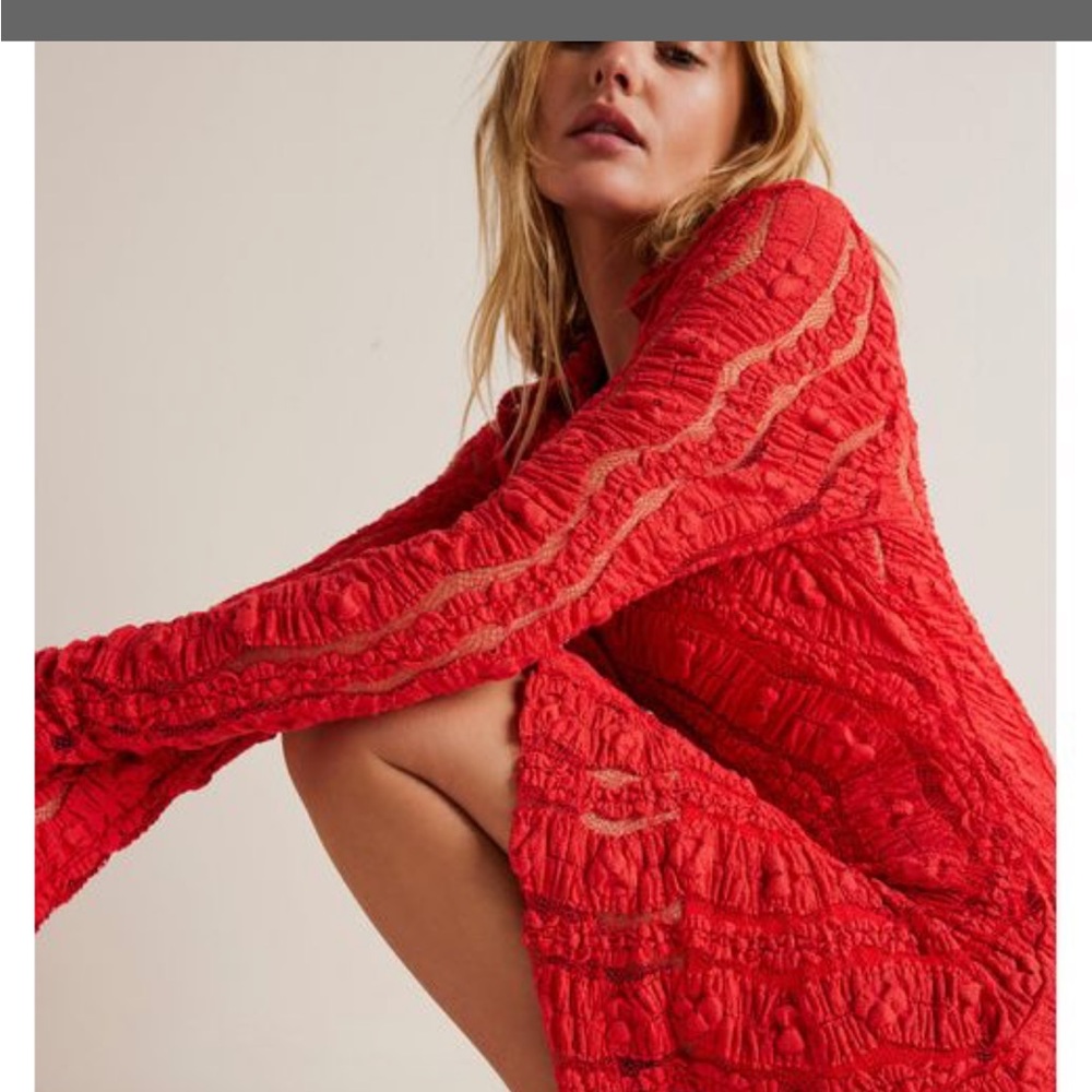 Free People's shayla lace mini dress, Red